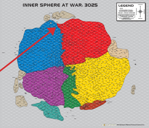 Map of the Inner Sphere 3025 with Arrow